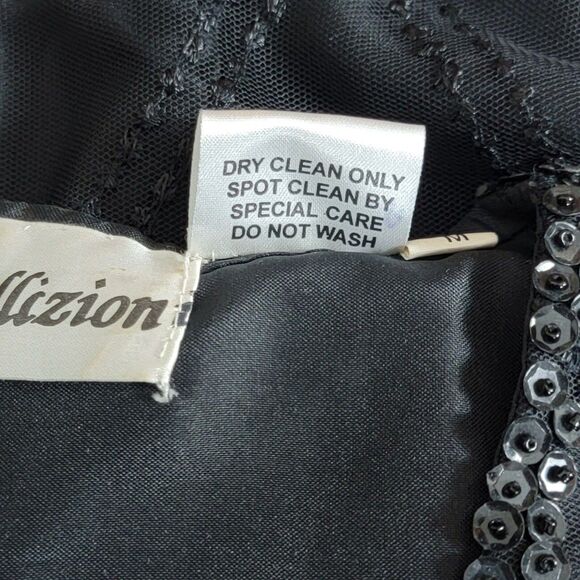 French Collizioni Jacket Womens M Black Embroidered Sequin Beaded Evening Coat - Picture 12 of 12